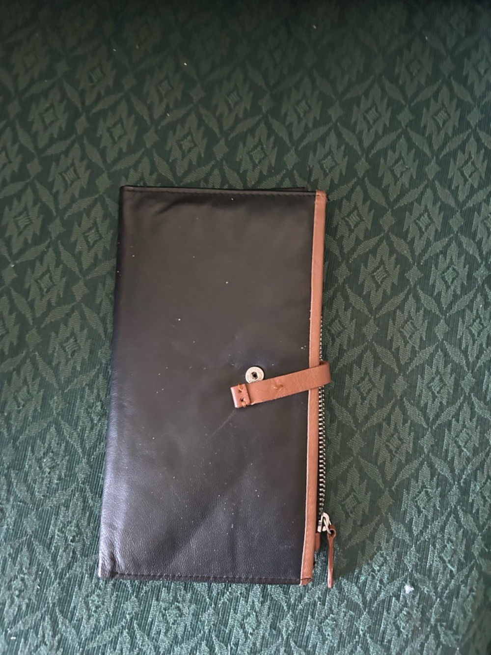 Women’s Black and Brown Leather Travel Wallet - Unbranded